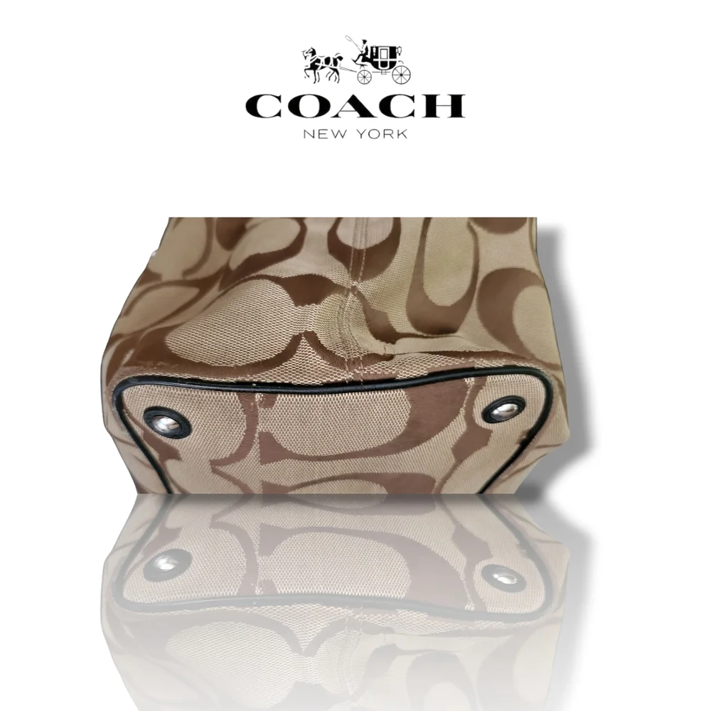 Coach F14940 Kisslock Signature Jaquard C Brown and Black Women's Shoulder Bag